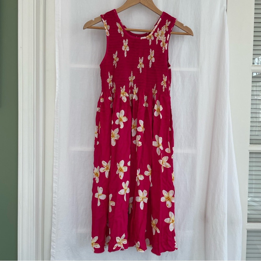 Floral Fit Flare Midi Dress in Hot Pink